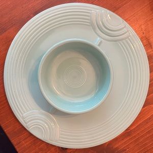 Turquoise Fiestaware chip and dip platter